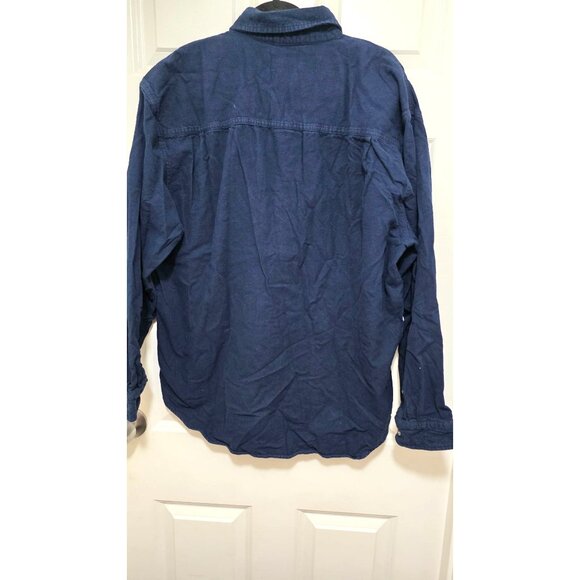 Great Northwest Men's L Fleeces Navy Blue Button-Up Long Sleeve Shirt Front Pock - Picture 3 of 8